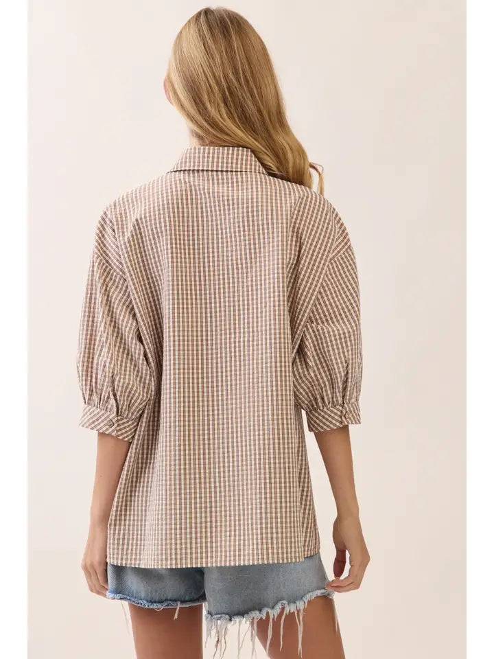 Curvy Gingham & Lace Top
