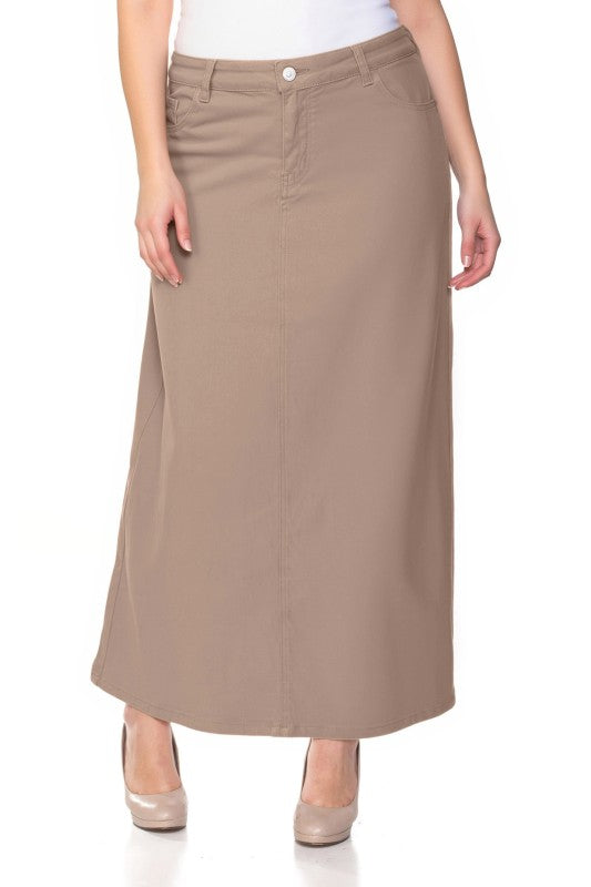 Curvy Sandstone Denim Skirt