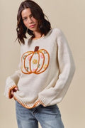 Pumpkin Floral Embroidered Sweater