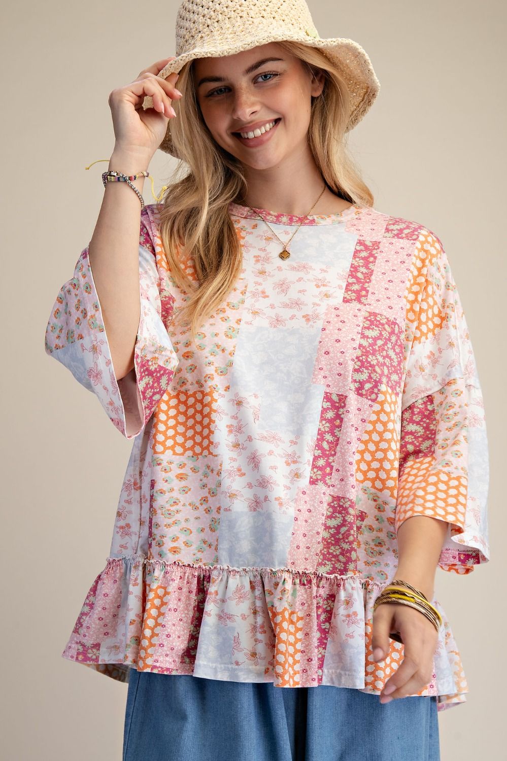 Wildflower Patchwork Ruffle Top