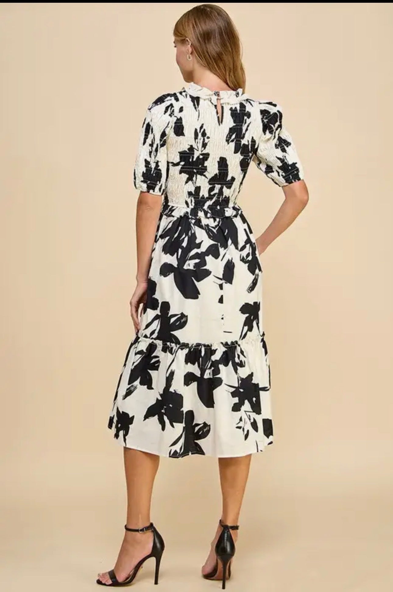 Noir Bloom Midi Dress