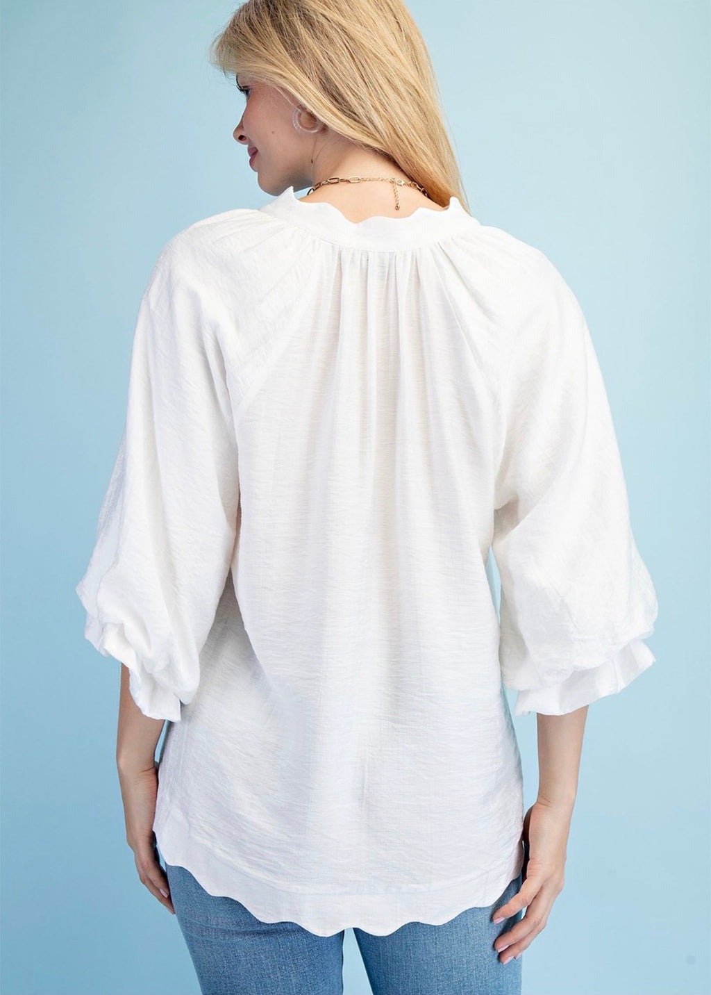 Shimmering Scalloped Blouse
