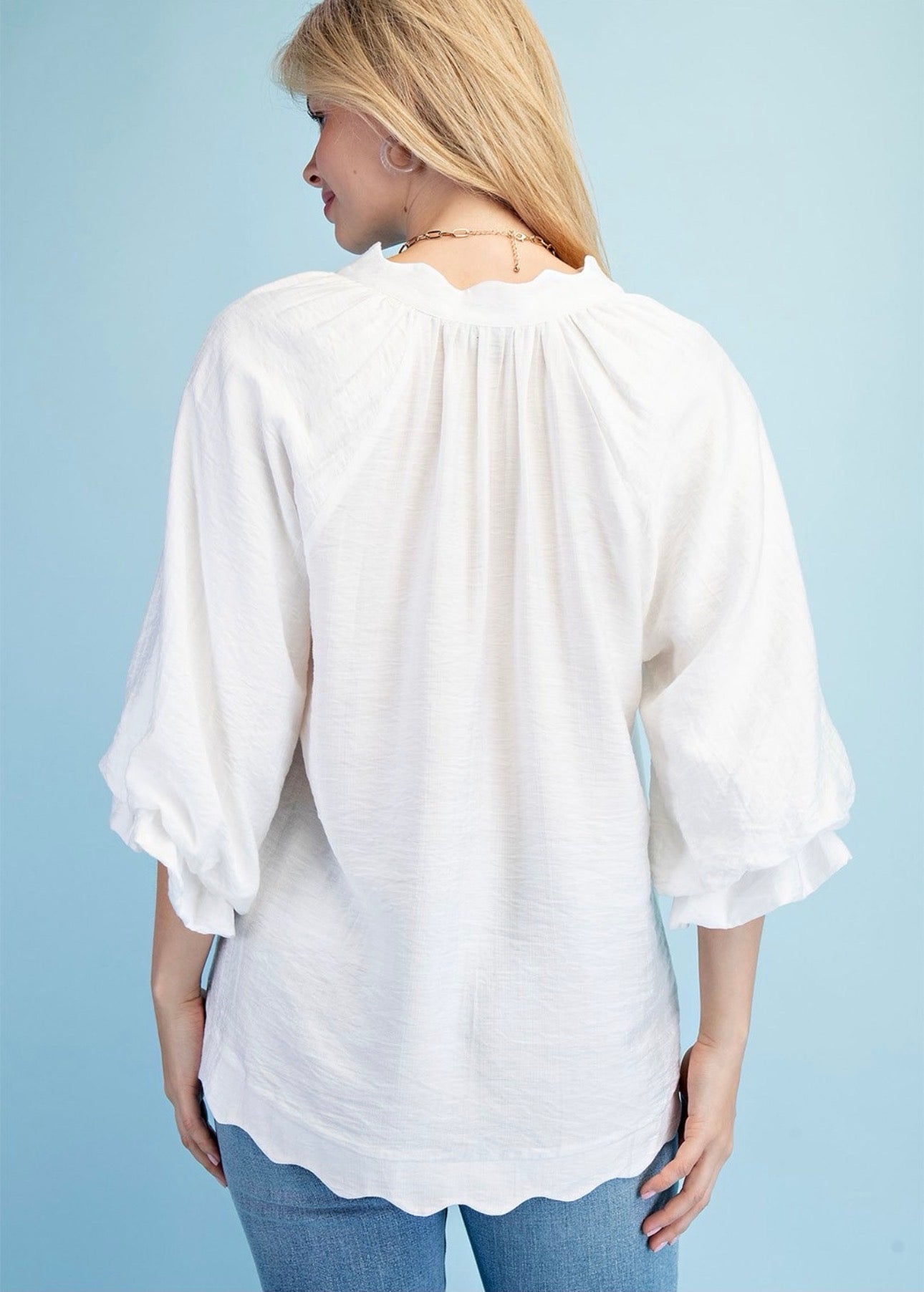 Shimmering Scalloped Blouse