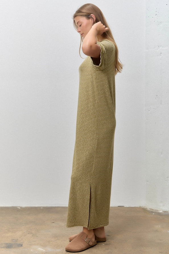 Stiped Knit Midi Dress