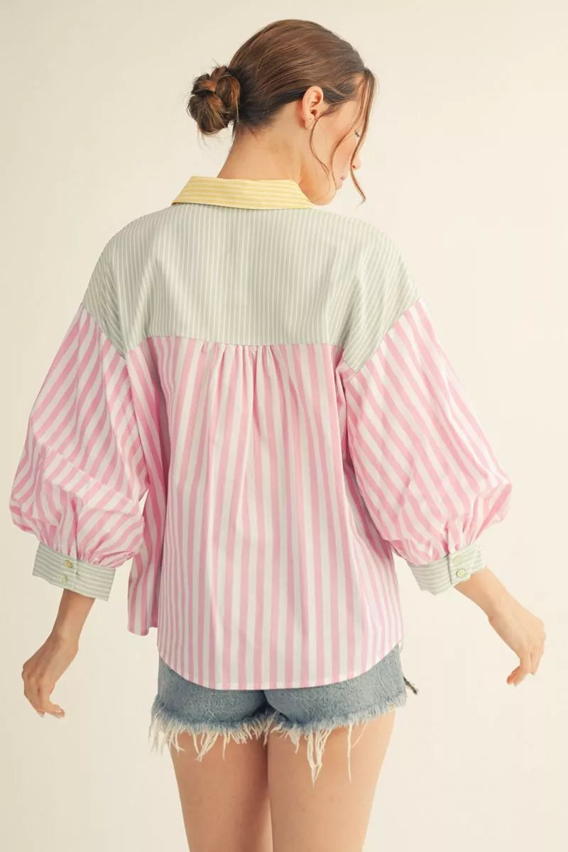 Curvy Stripe Remix Blouse