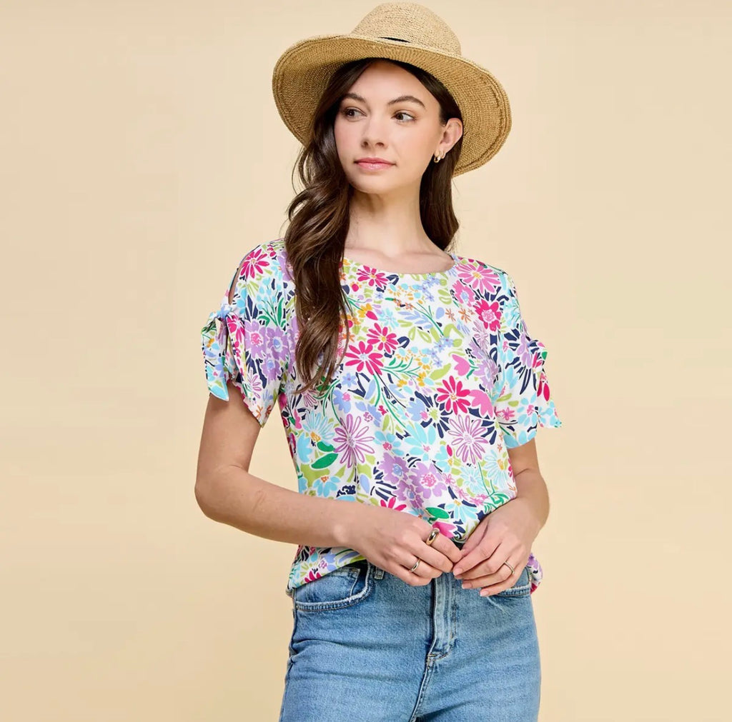 Floral Fiesta Tie-Sleeve Tee