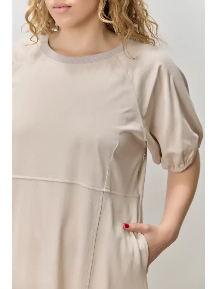 Curvy Puff Sleeve Knit Dress