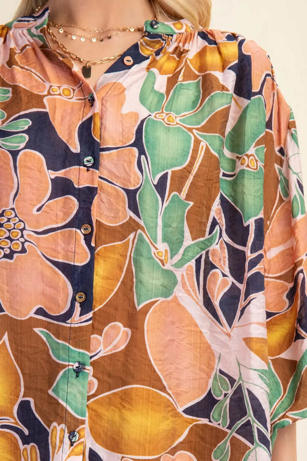 Batwing Sleeve Floral Blouse