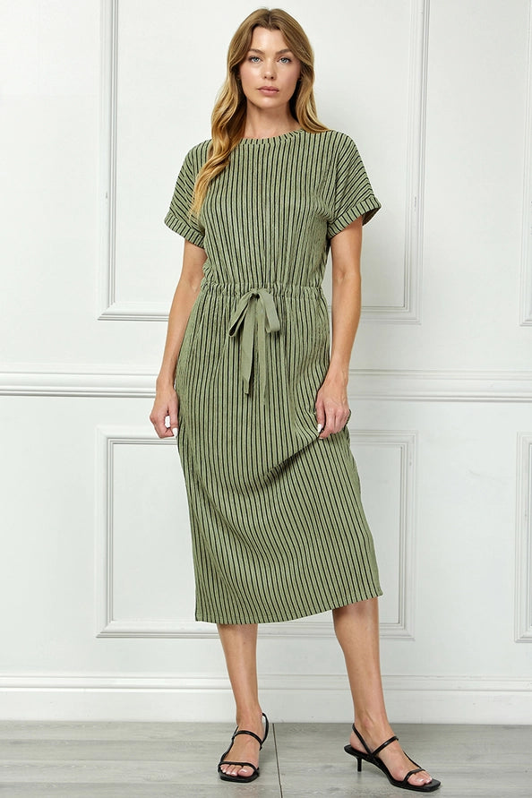 Ribbed Stripe Midi Dress