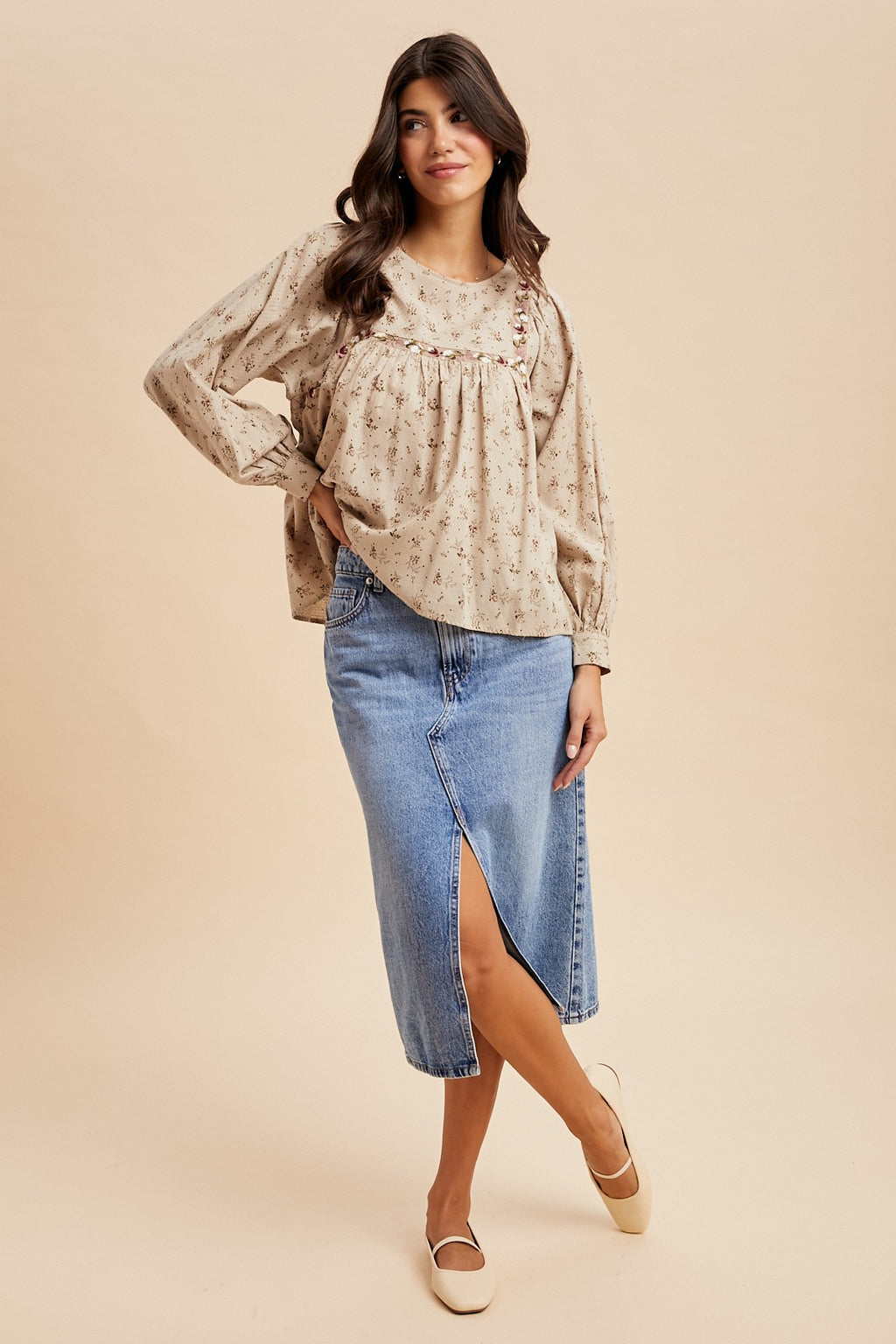 Floral Print Cotton Blouse