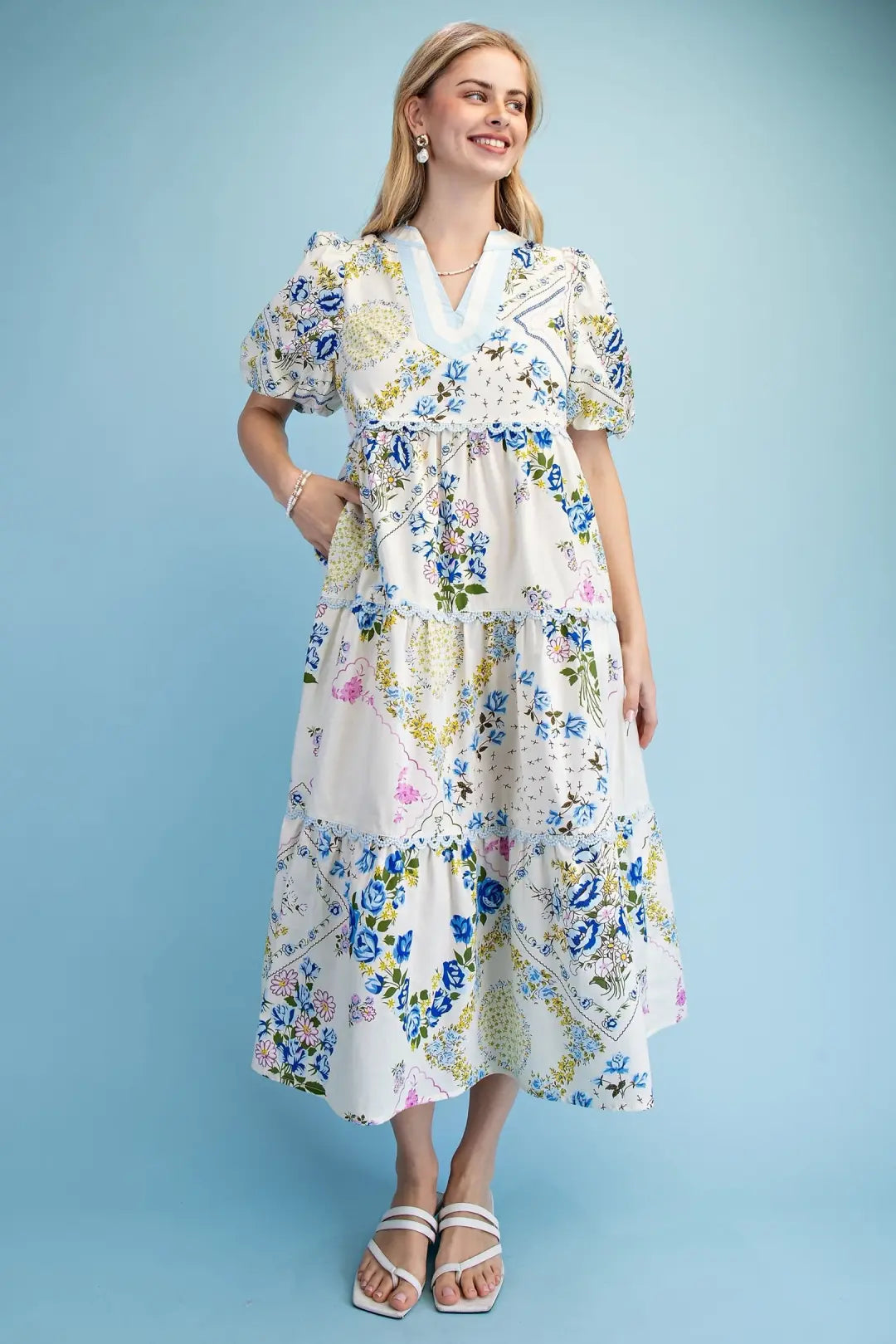 Vintage Floral Midi Dress