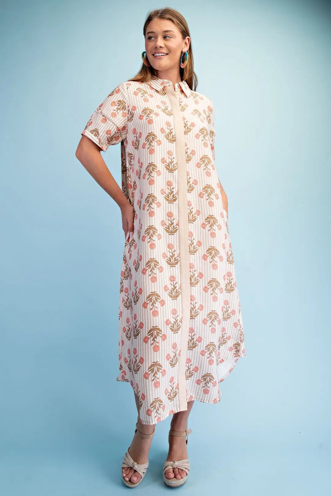 Latte Floral Maxi Dress