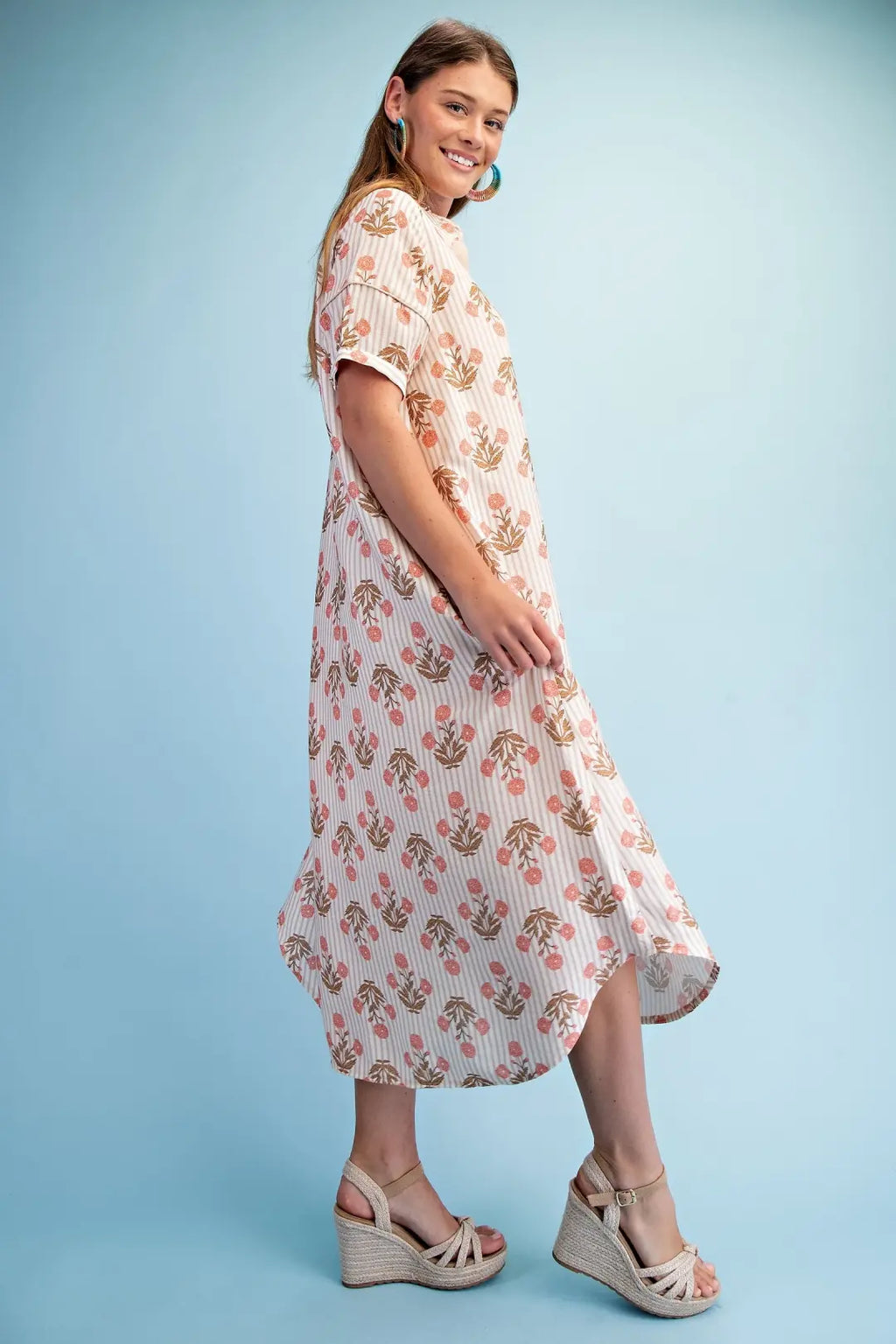 Latte Floral Maxi Dress