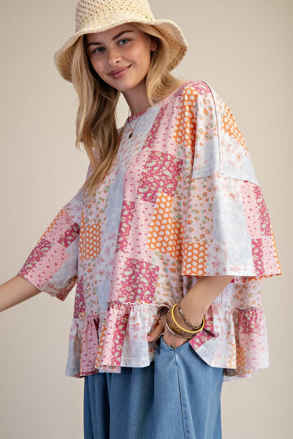 Wildflower Patchwork Ruffle Top