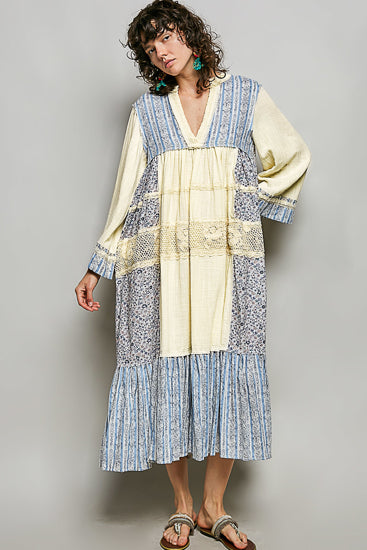 Indigo Prairie Patchwork Dress