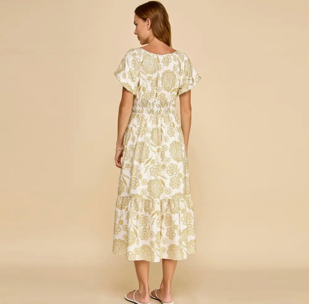 Magnolia Smocked Floral Midi