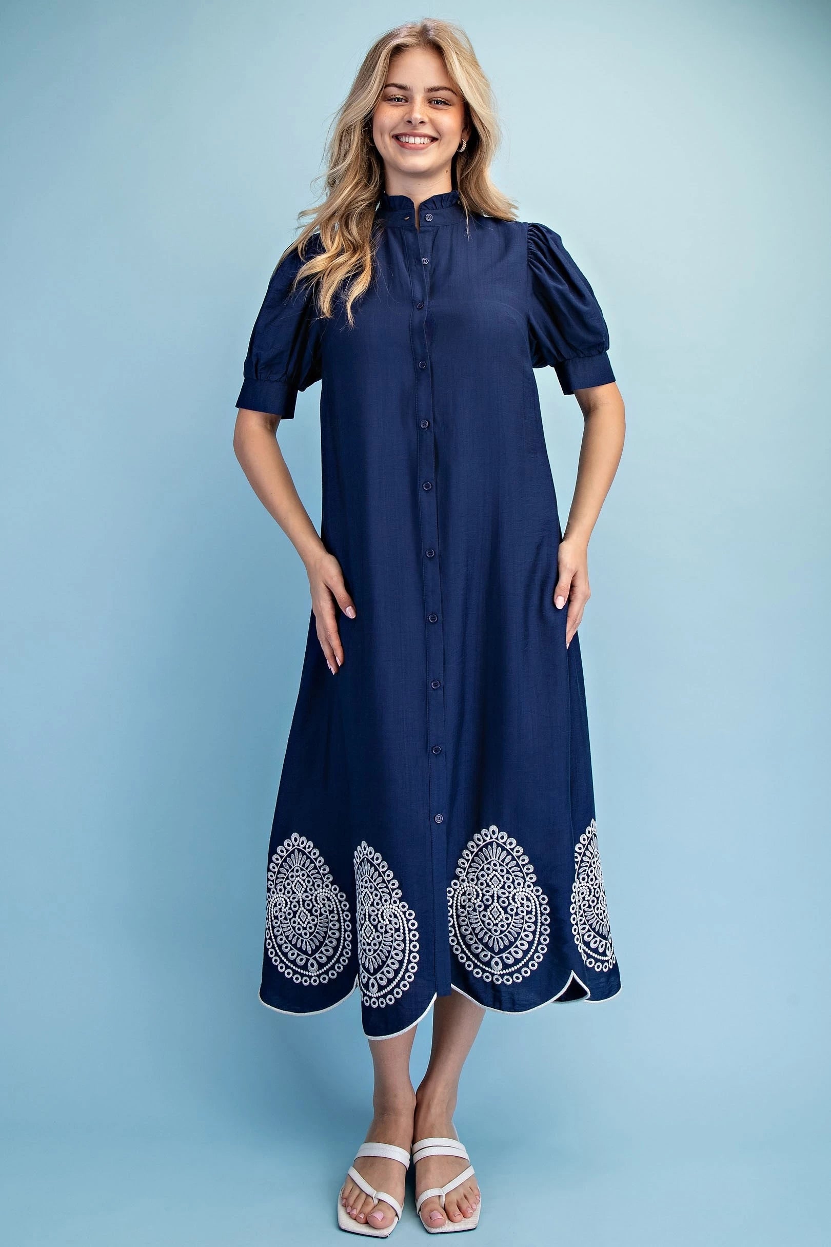 Embroidered Shirt Dress