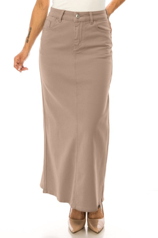 Long Sandstone Denim Skirt