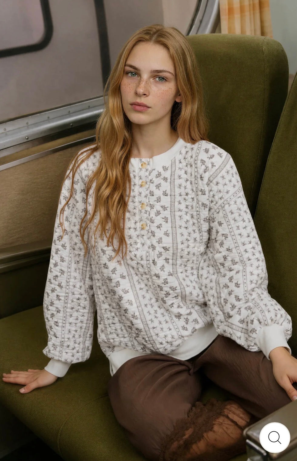 Quilted Floral Pullover