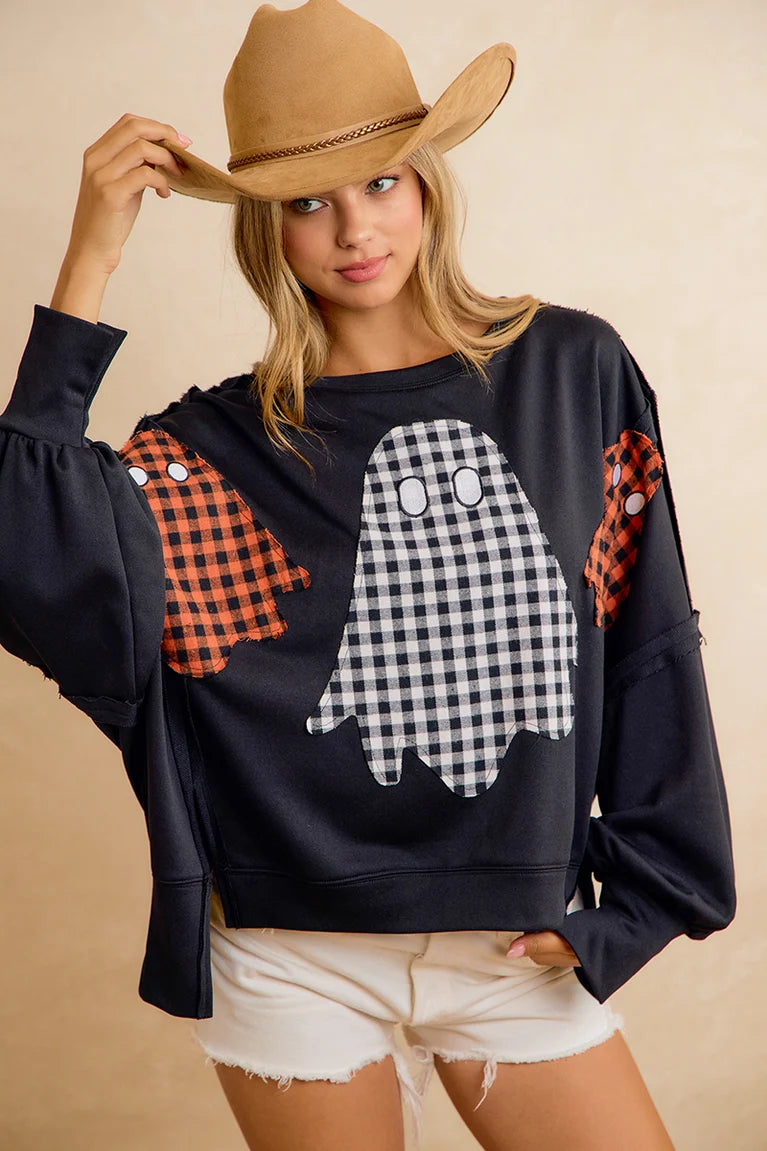 Oversized Ghost Appliqué Shirt