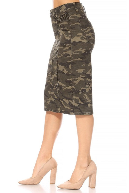 Camo Denim Skirt