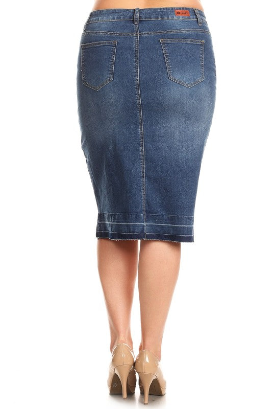 Curvy Indigo Wash denim skirt