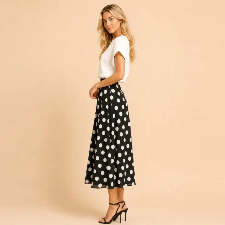 Polk Dot Midi Skirt