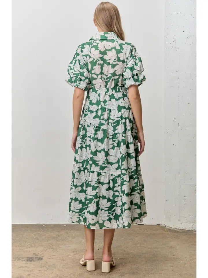 Floral Print Puff Sleeve Dress