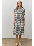 Striped Ribbed Midi Dress