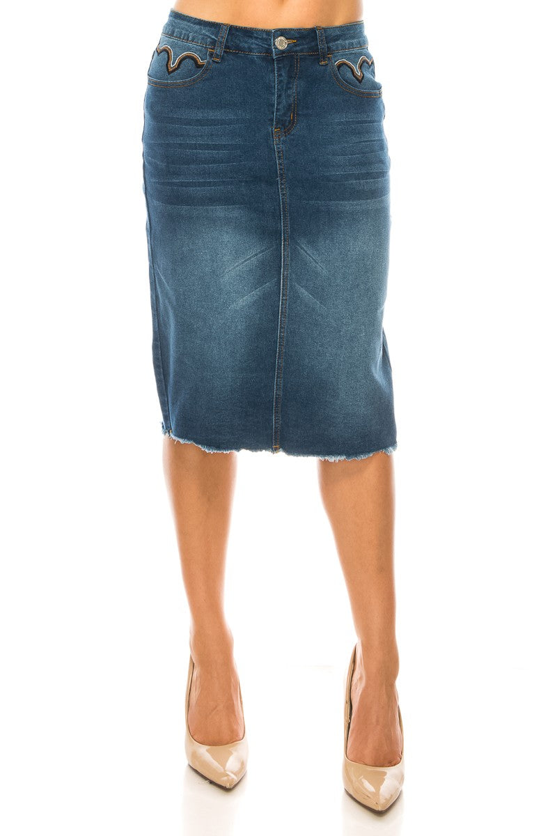 Frayed Edge Denim Skirt