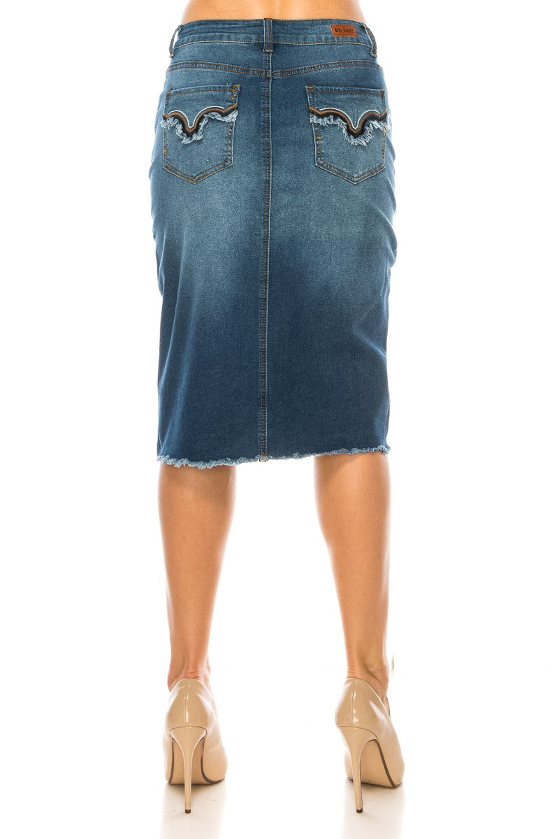 Frayed Edge Denim Skirt