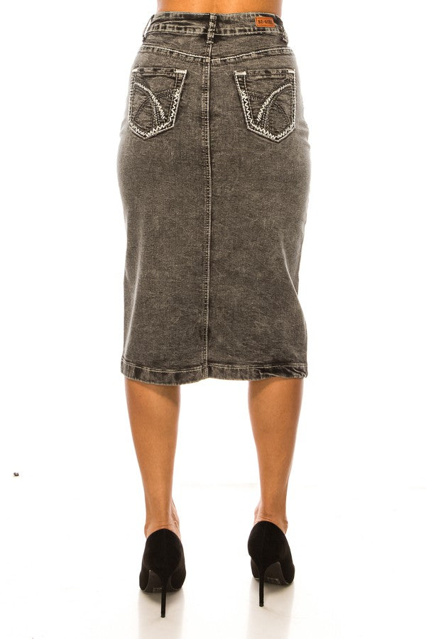 Black Snow Denim Skirt