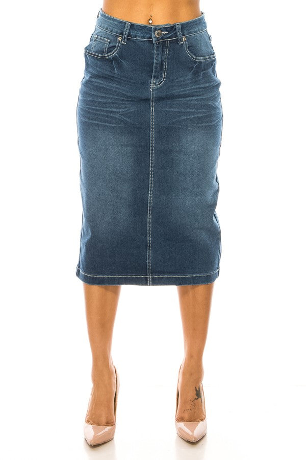 Embroidered Pocket Denim Skirt