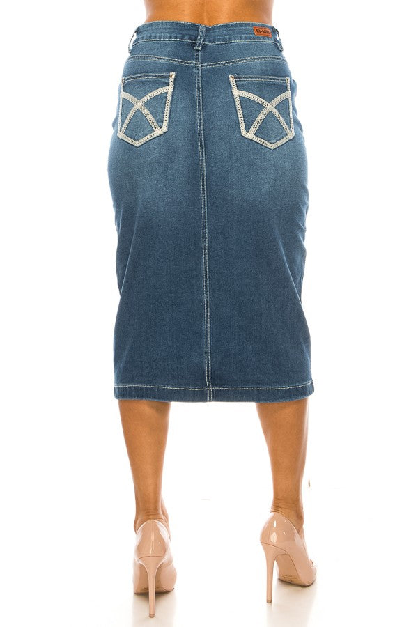 Embroidered Pocket Denim Skirt