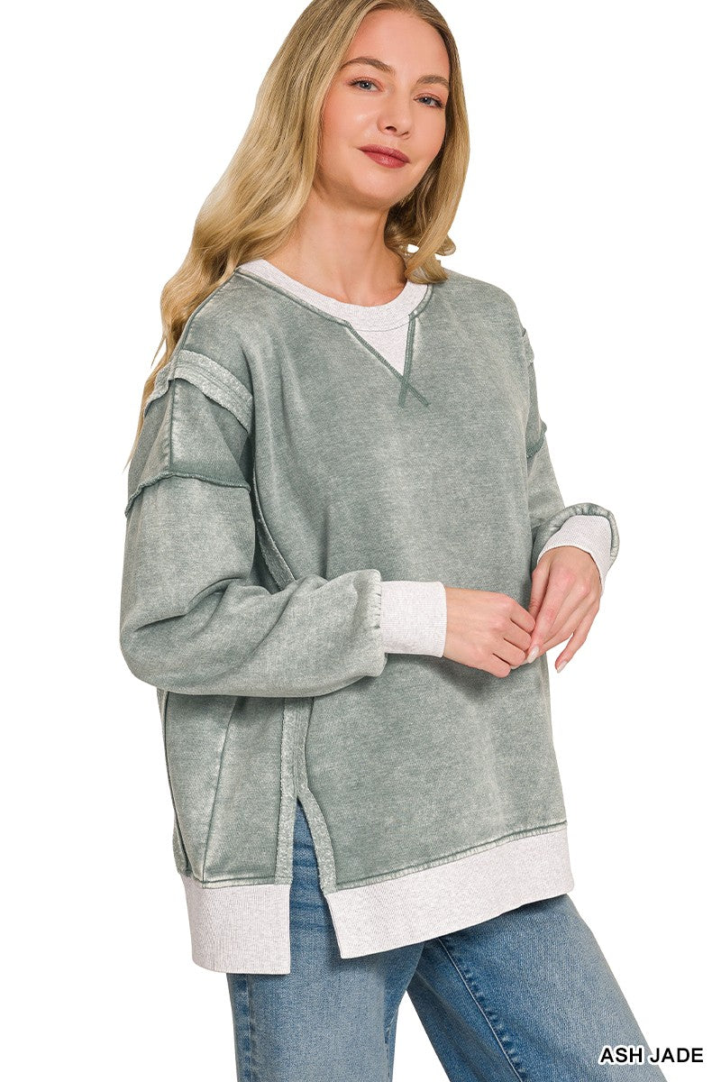 Fleece Acid Wash Pullover