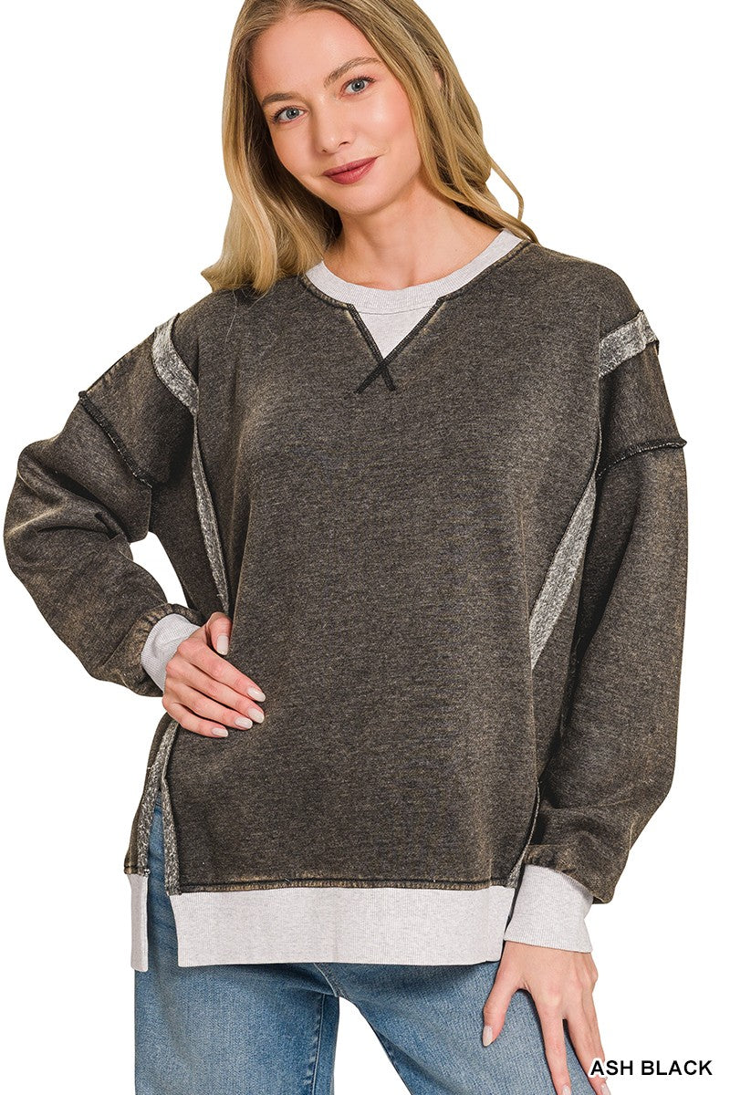 Fleece Acid Wash Pullover