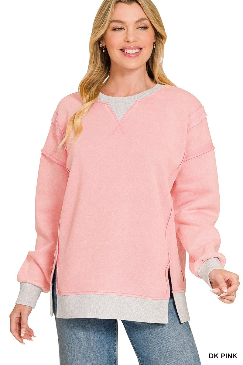 Fleece Acid Wash Pullover
