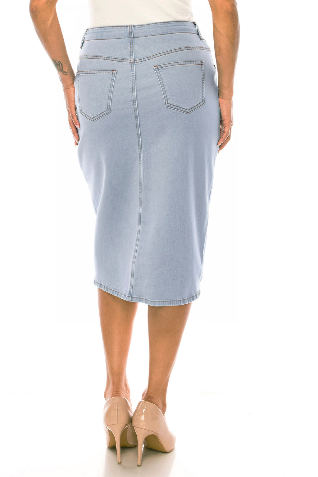 Drawstring Waist Denim Skirt