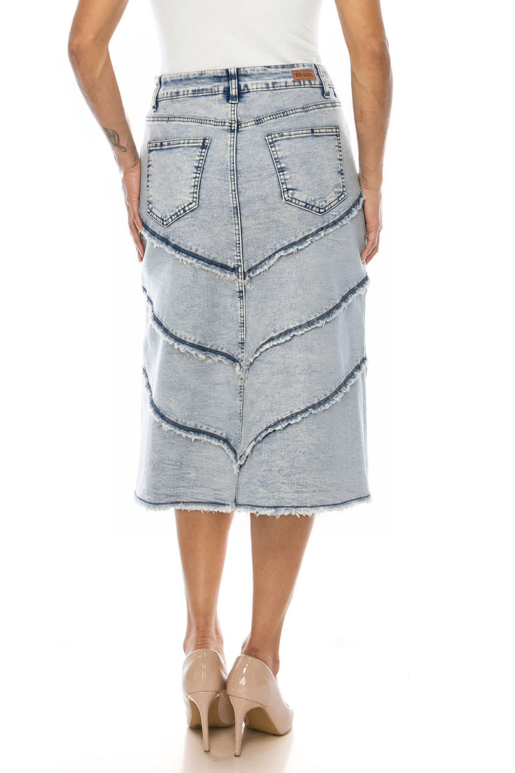 Frayed Detail Denim Skirt