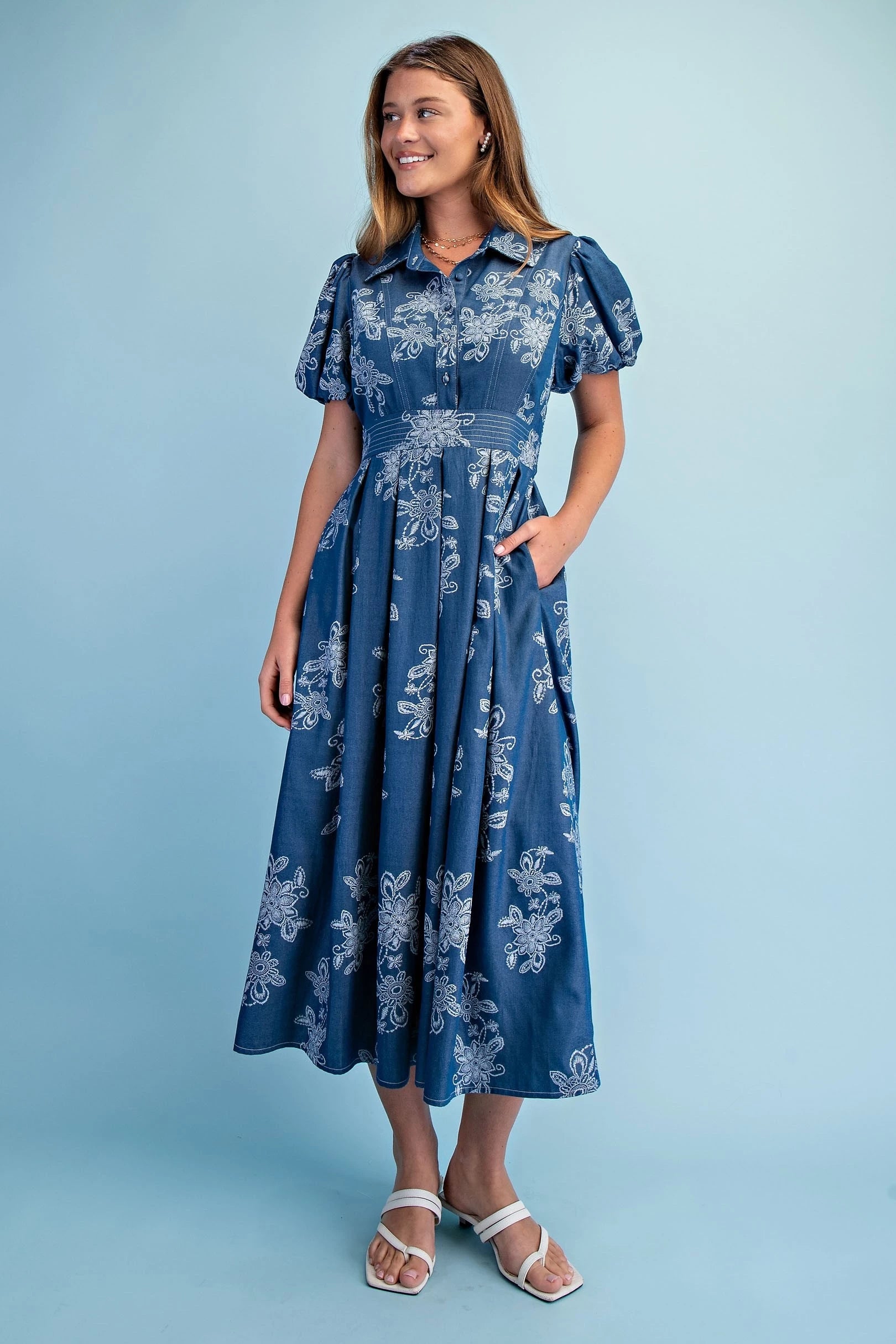 Floral Denim Dress
