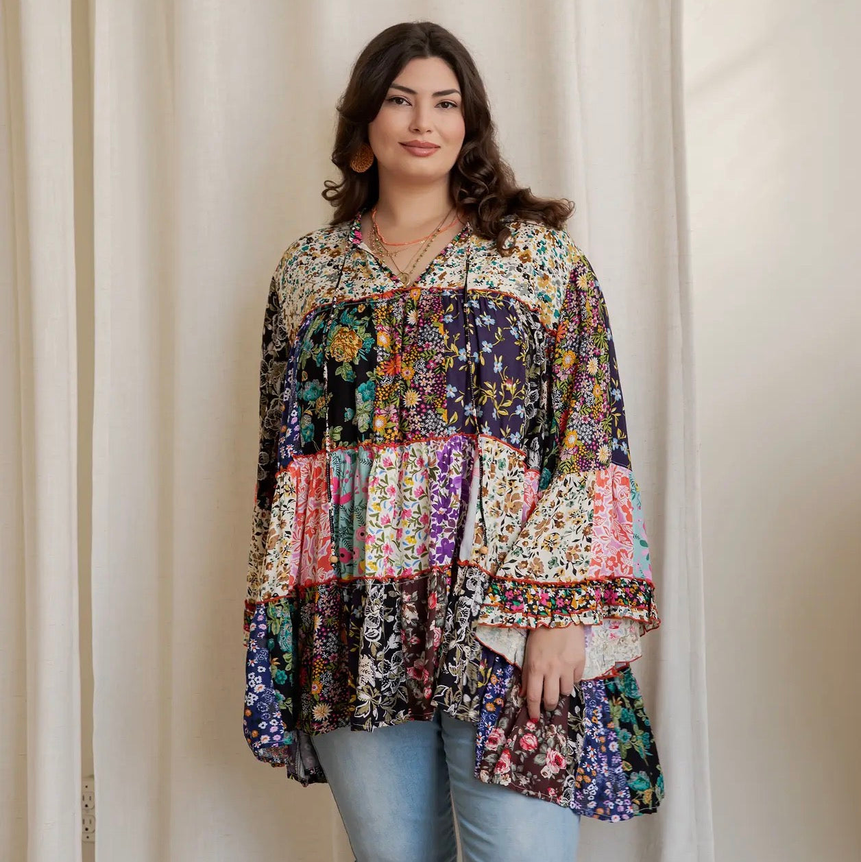 Curvy Boho Tiered Blouse