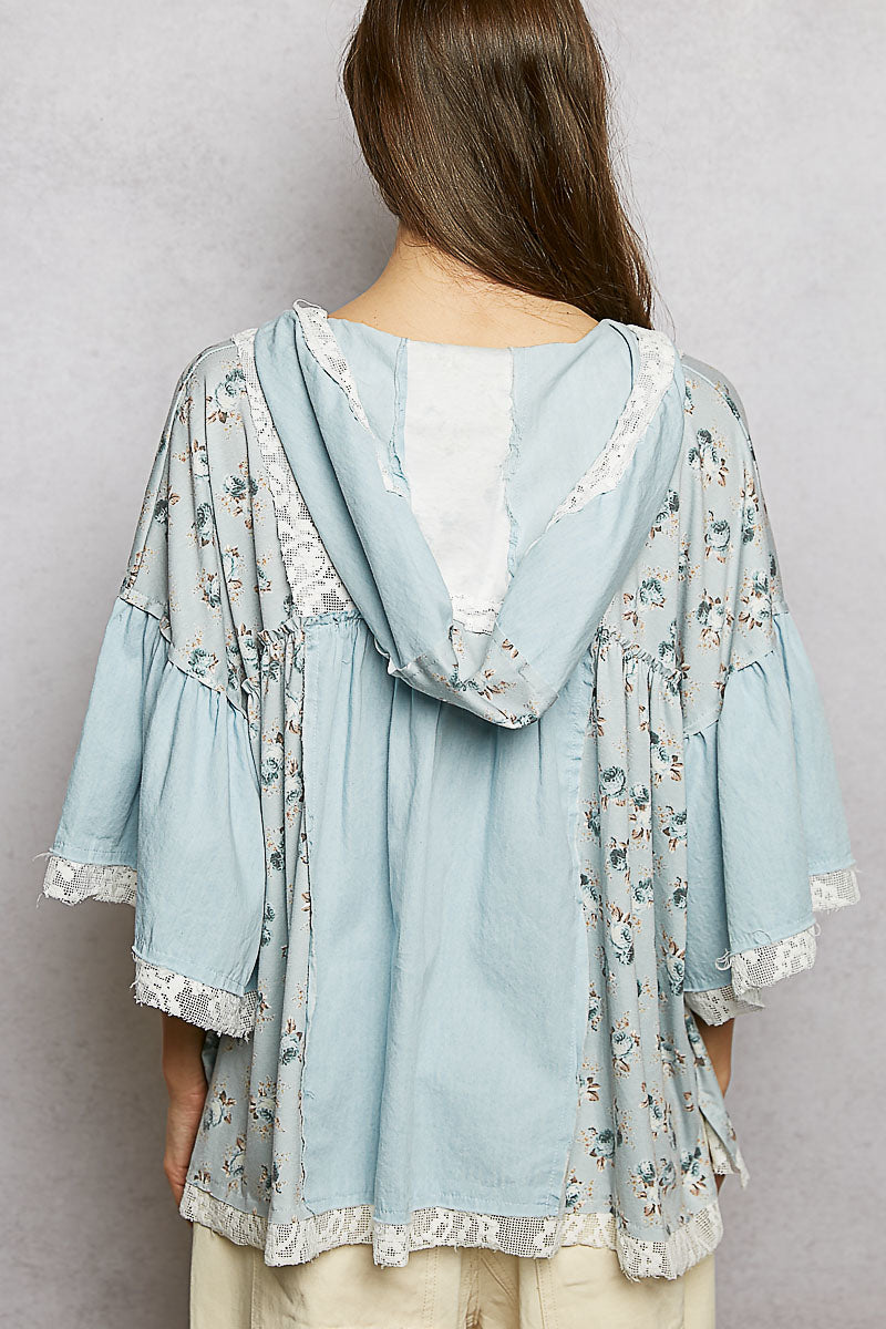 Cottage Rose Hooded Top