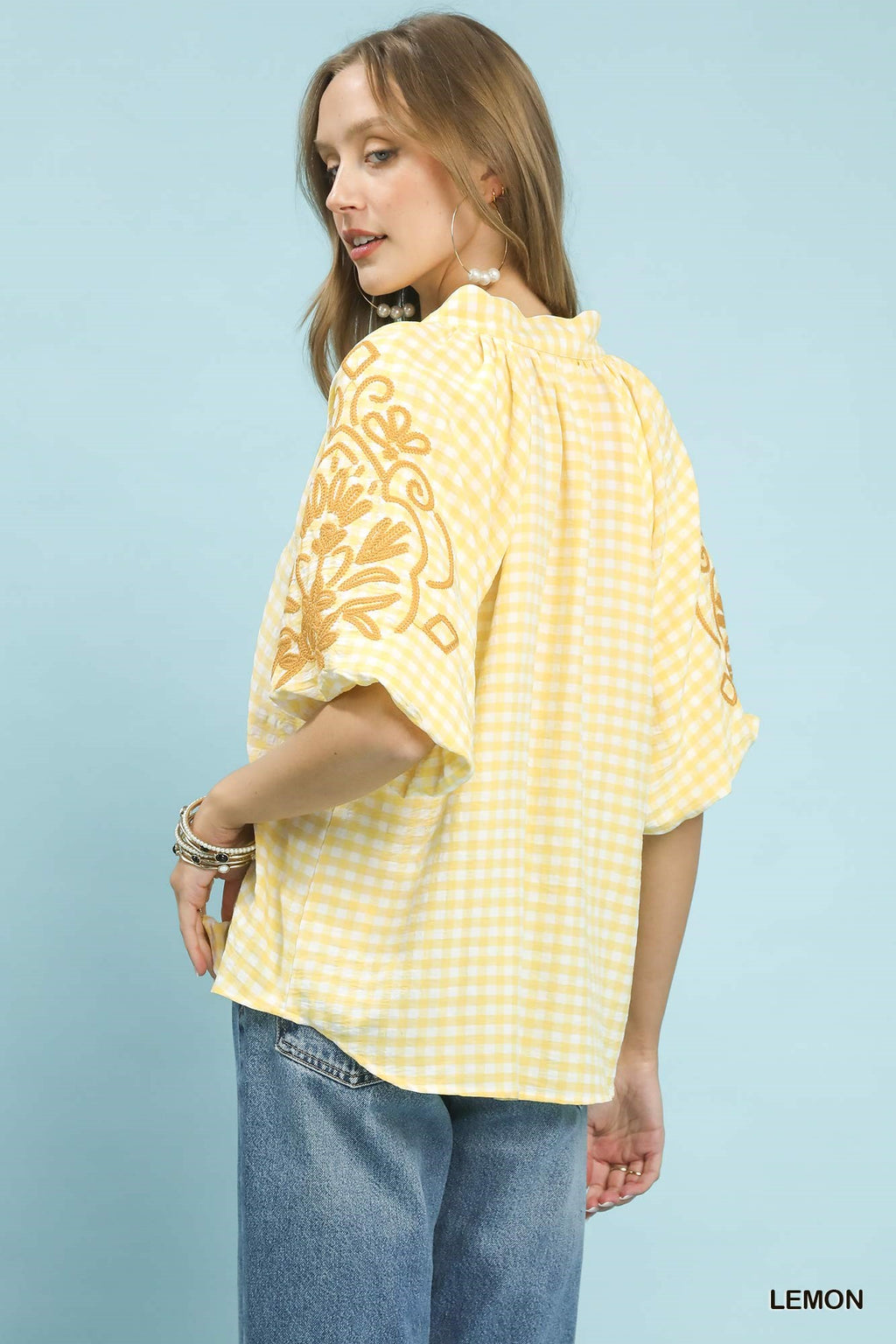 Gingham Lemongrass Top