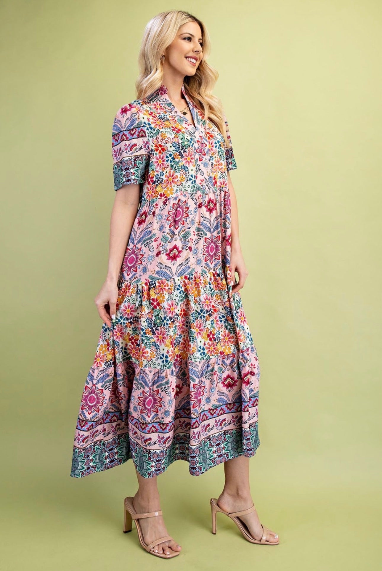 Mosaic Bloom Tiered Dress