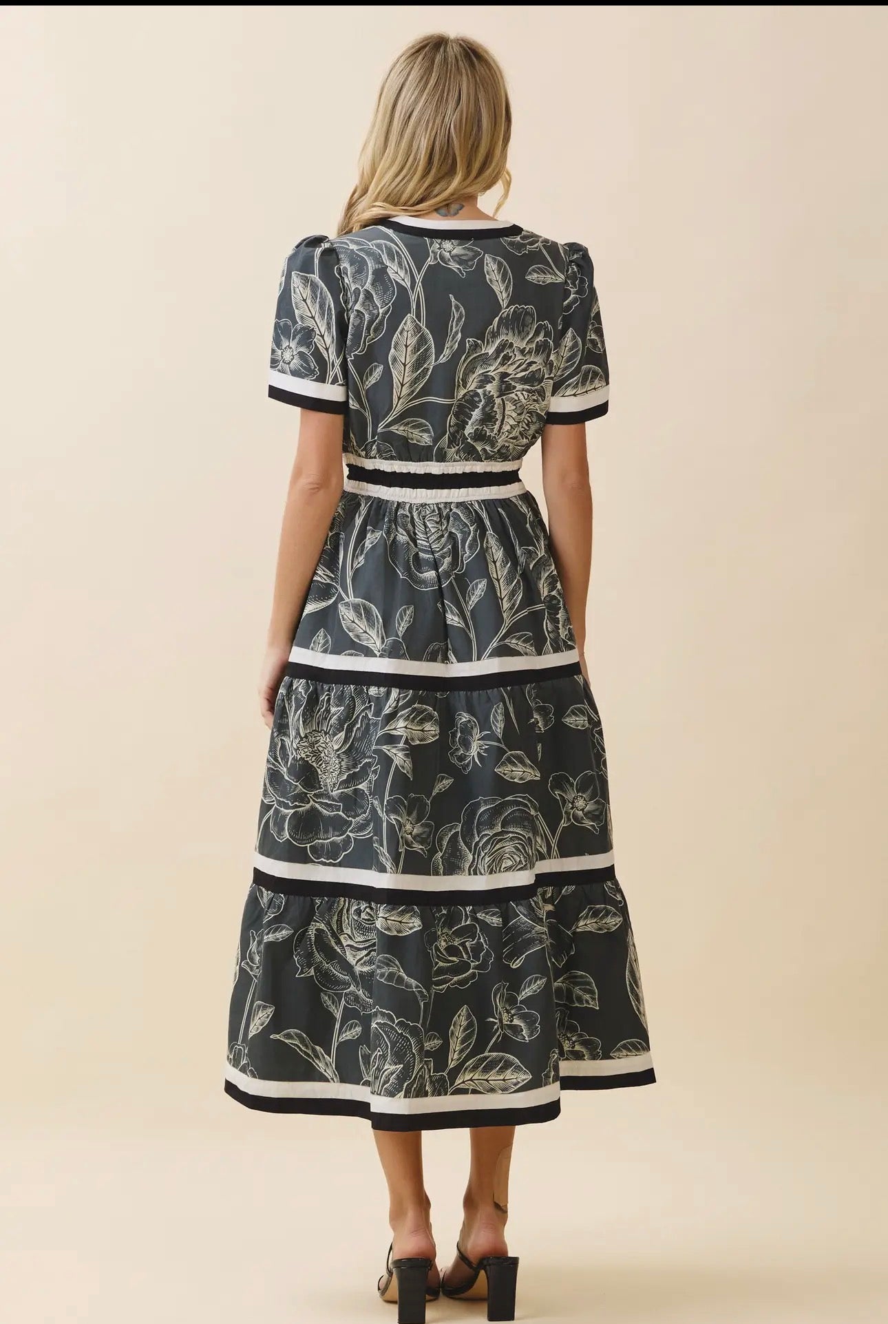 Black Rose Smocked Dress
