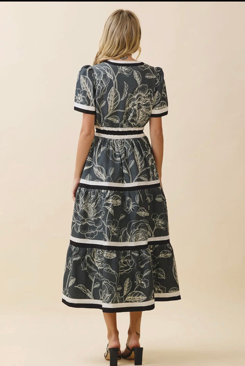 Black Rose Smocked Dress