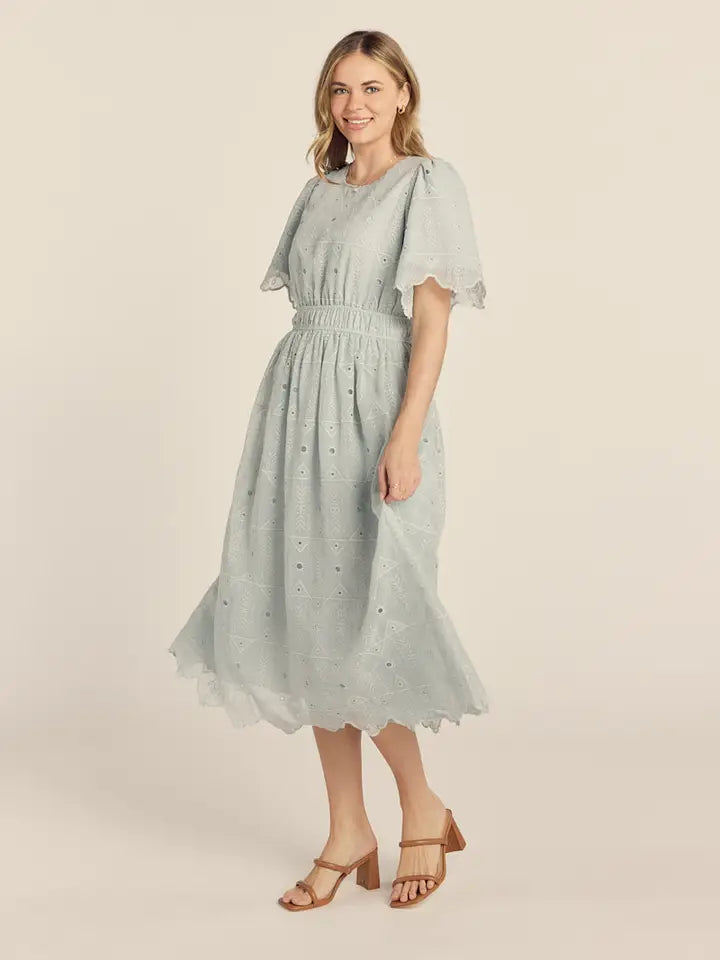 Washed Eyelet Midi Dress