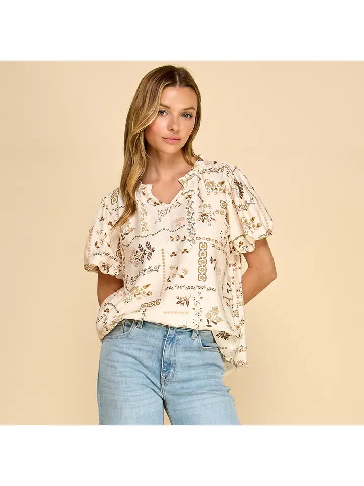 Prairie Bloom Puff Sleeve Blouse