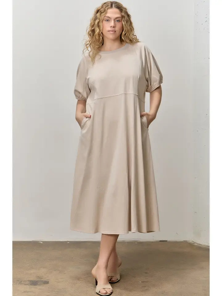 Curvy Puff Sleeve Knit Dress