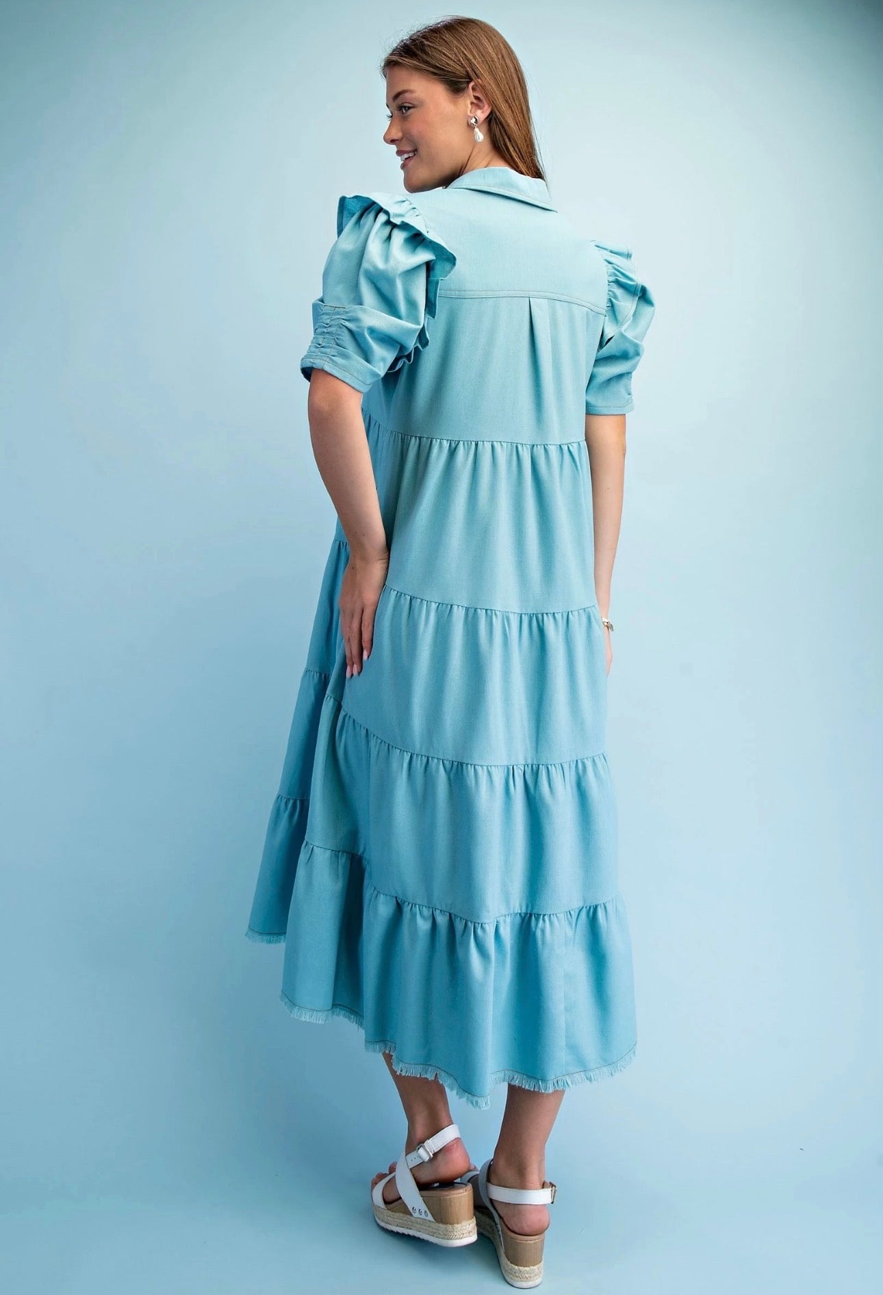 Frayed Hem Shirtdress